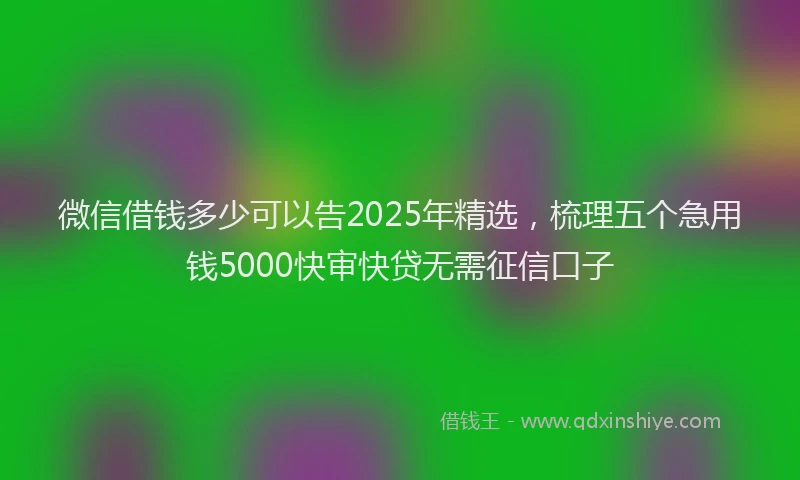 微信借钱多少可以告2025年精选，梳理五个急用钱5000快审快贷无需征信口子
