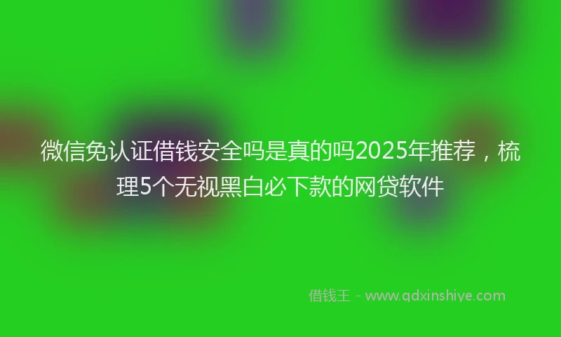 微信免认证借钱安全吗是真的吗2025年推荐，梳理5个无视黑白必下款的网贷软件