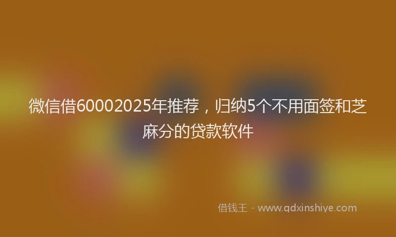 微信借60002025年推荐，归纳5个不用面签和芝麻分的贷款软件