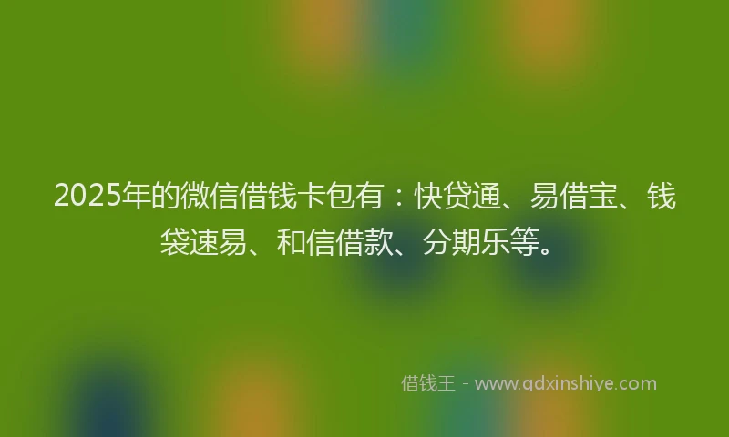 2025年的微信借钱卡包有：快贷通、易借宝、钱袋速易、和信借款、分期乐等。
