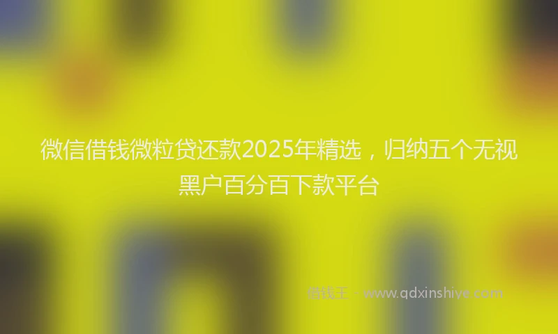 微信借钱微粒贷还款2025年精选，归纳五个无视黑户百分百下款平台