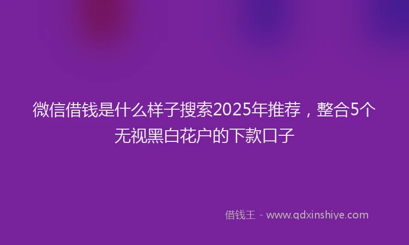 微信借钱是什么样子搜索2025年推荐，整合5个无视黑白花户的下款口子