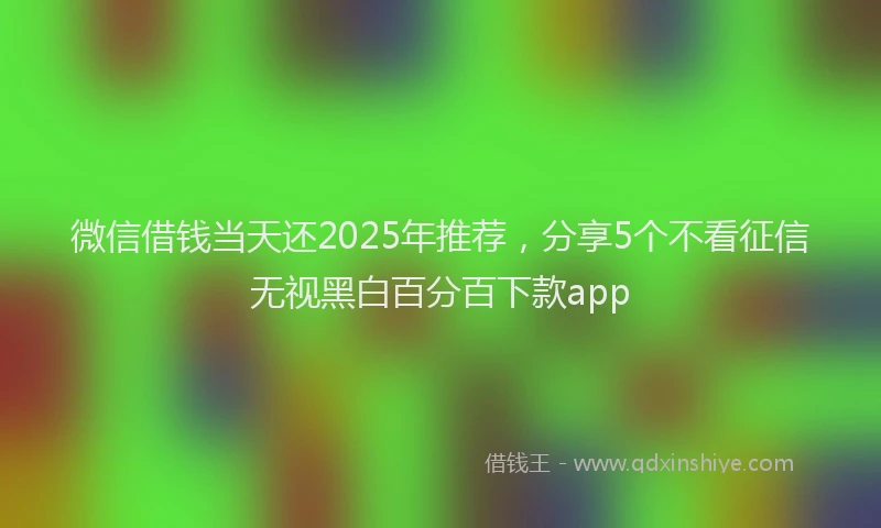 微信借钱当天还2025年推荐，分享5个不看征信无视黑白百分百下款app