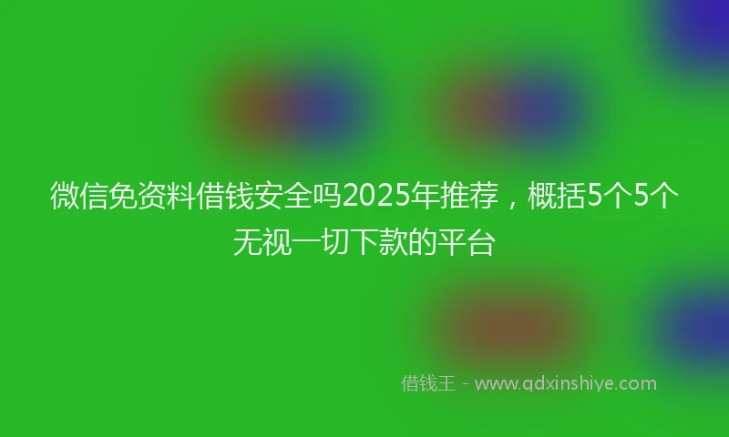 微信免资料借钱安全吗2025年推荐，概括5个5个无视一切下款的平台