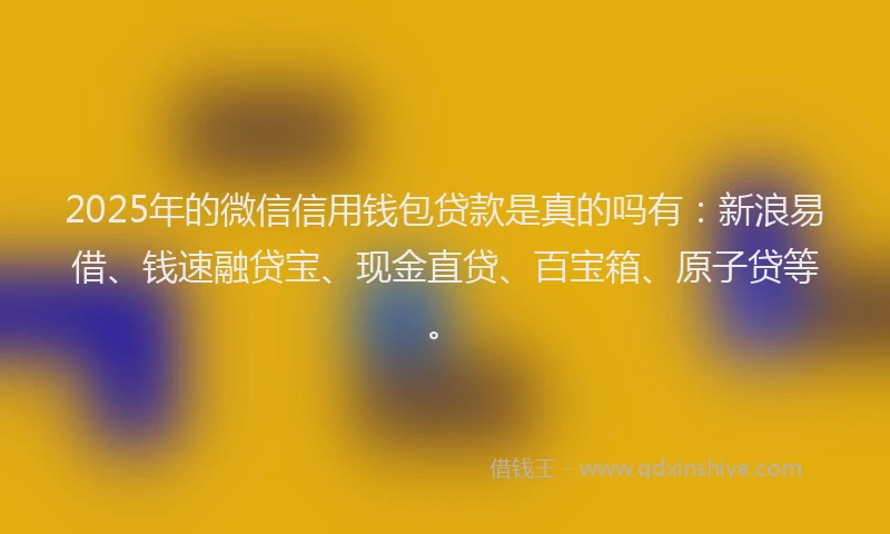 2025年的微信信用钱包贷款是真的吗有：新浪易借、钱速融贷宝、现金直贷、百宝箱、原子贷等。
