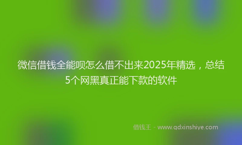 微信借钱全能呗怎么借不出来2025年精选，总结5个网黑真正能下款的软件