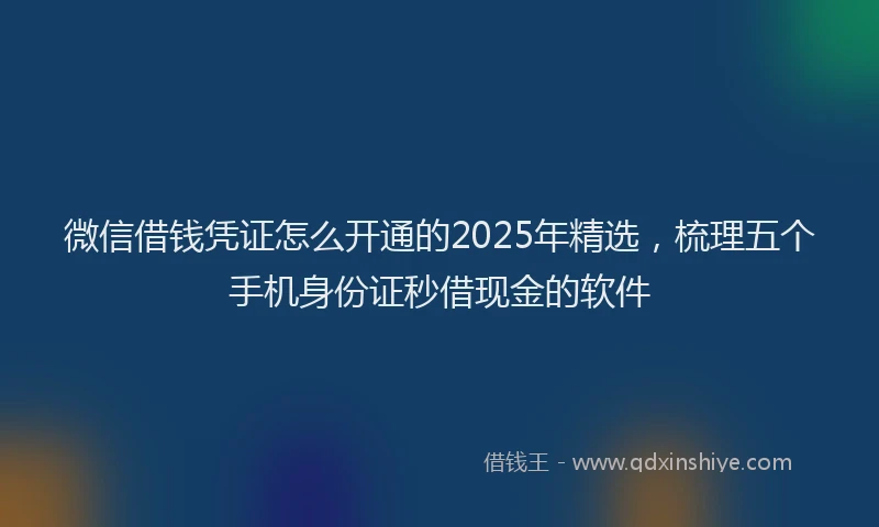 微信借钱凭证怎么开通的2025年精选，梳理五个手机身份证秒借现金的软件