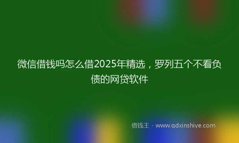微信借钱吗怎么借2025年精选，罗列五个不看负债的网贷软件