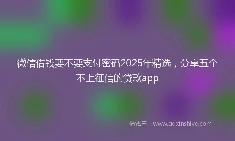 微信借钱要不要支付密码2025年精选，分享五个不上征信的贷款app