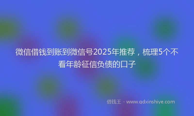 微信借钱到账到微信号2025年推荐，梳理5个不看年龄征信负债的口子