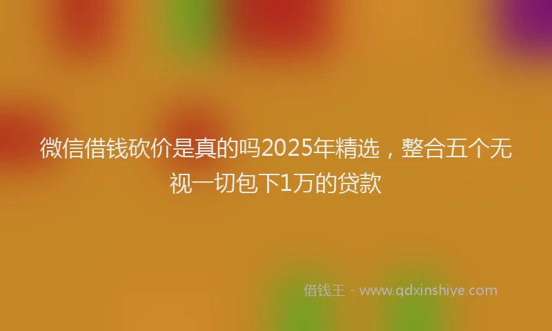 微信借钱砍价是真的吗2025年精选，整合五个无视一切包下1万的贷款