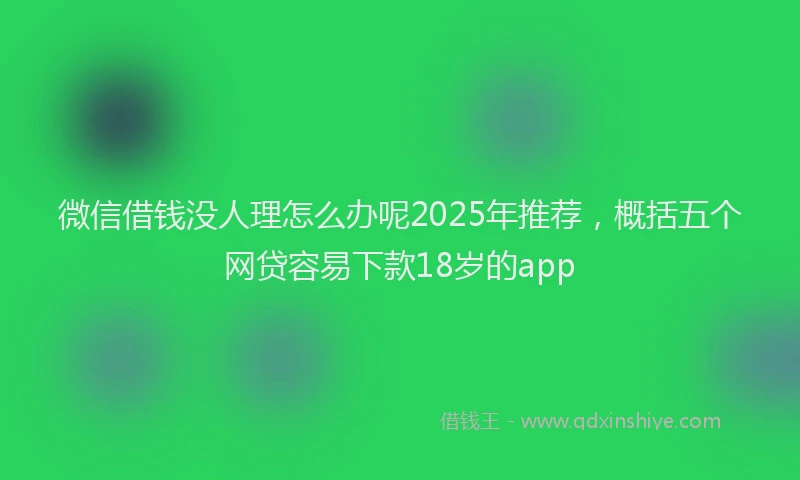 微信借钱没人理怎么办呢2025年推荐，概括五个网贷容易下款18岁的app