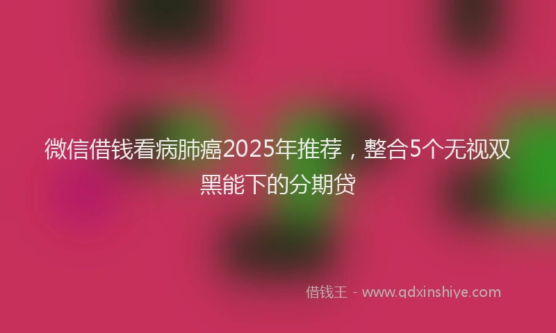微信借钱看病肺癌2025年推荐，整合5个无视双黑能下的分期贷