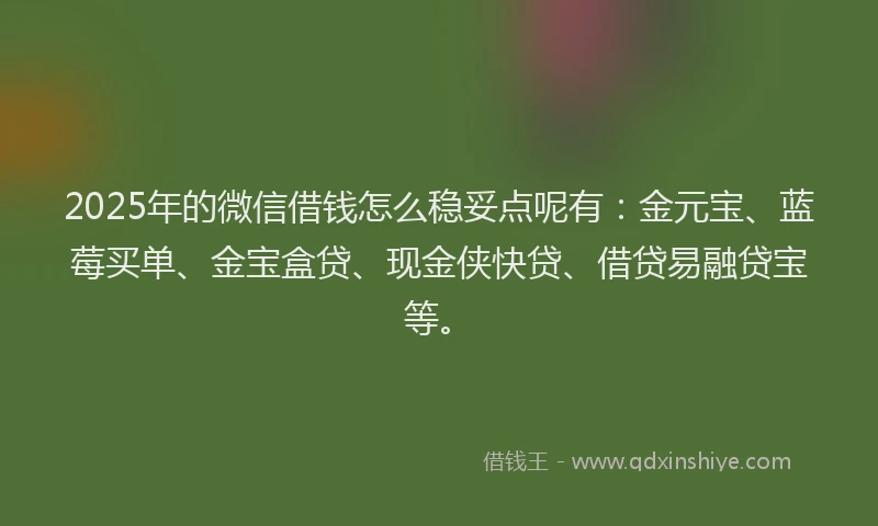 2025年的微信借钱怎么稳妥点呢有：金元宝、蓝莓买单、金宝盒贷、现金侠快贷、借贷易融贷宝等。