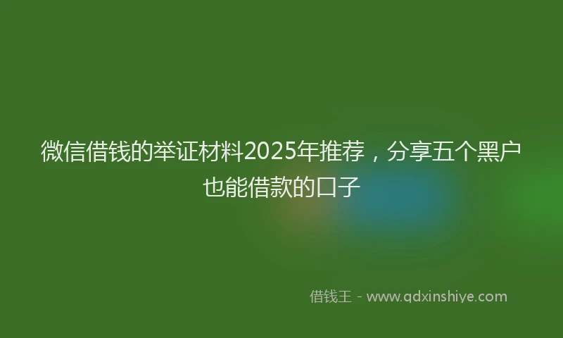 微信借钱的举证材料2025年推荐，分享五个黑户也能借款的口子
