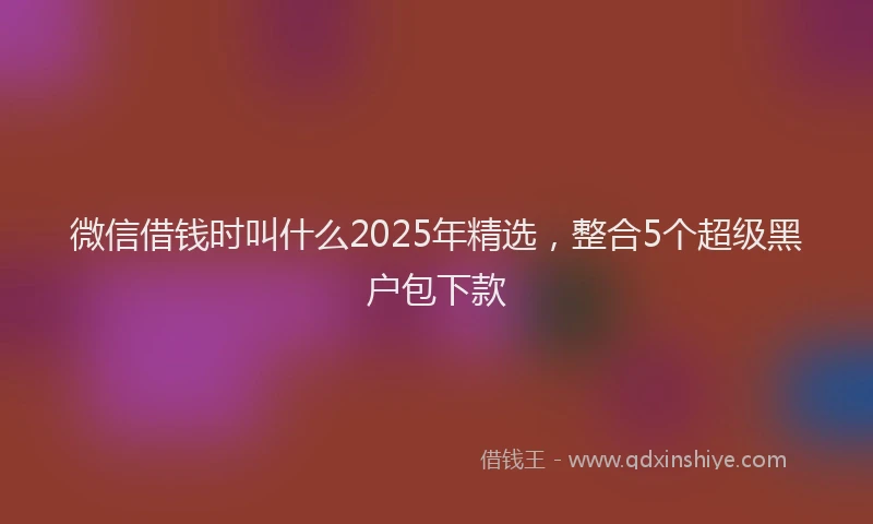 微信借钱时叫什么2025年精选，整合5个超级黑户包下款