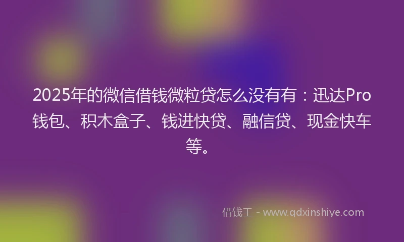 2025年的微信借钱微粒贷怎么没有有：迅达Pro钱包、积木盒子、钱进快贷、融信贷、现金快车等。