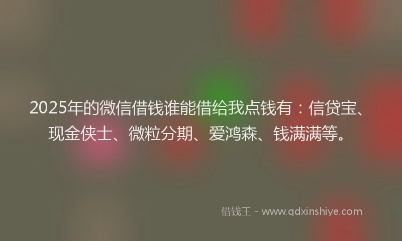 2025年的微信借钱谁能借给我点钱有：信贷宝、现金侠士、微粒分期、爱鸿森、钱满满等。