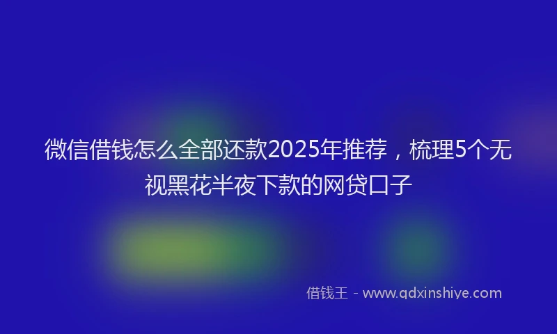 微信借钱怎么全部还款2025年推荐，梳理5个无视黑花半夜下款的网贷口子
