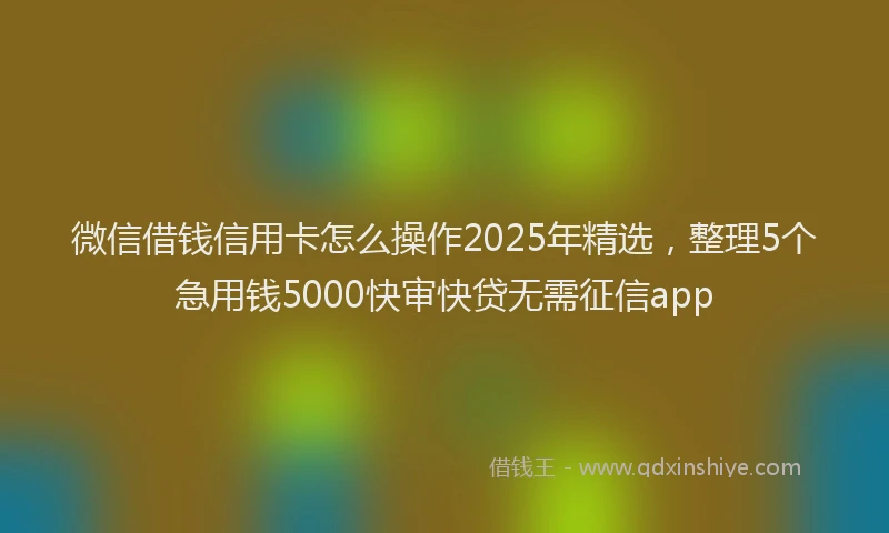 微信借钱信用卡怎么操作2025年精选，整理5个急用钱5000快审快贷无需征信app