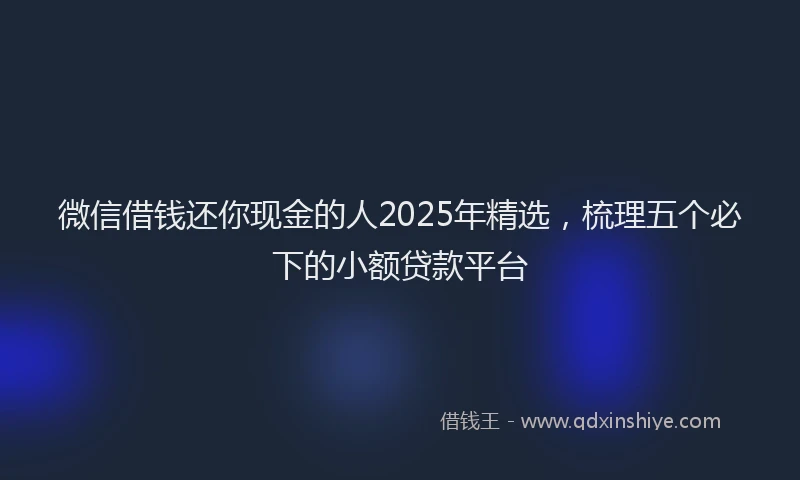 微信借钱还你现金的人2025年精选，梳理五个必下的小额贷款平台