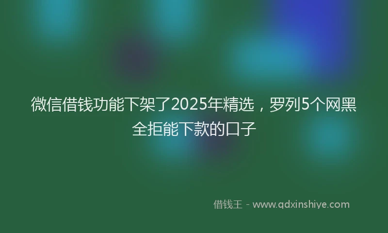 微信借钱功能下架了2025年精选，罗列5个网黑全拒能下款的口子