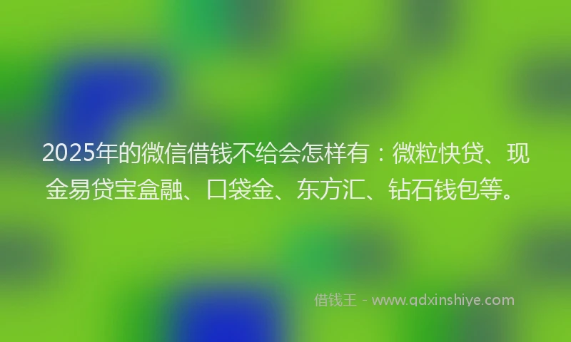 2025年的微信借钱不给会怎样有：微粒快贷、现金易贷宝盒融、口袋金、东方汇、钻石钱包等。
