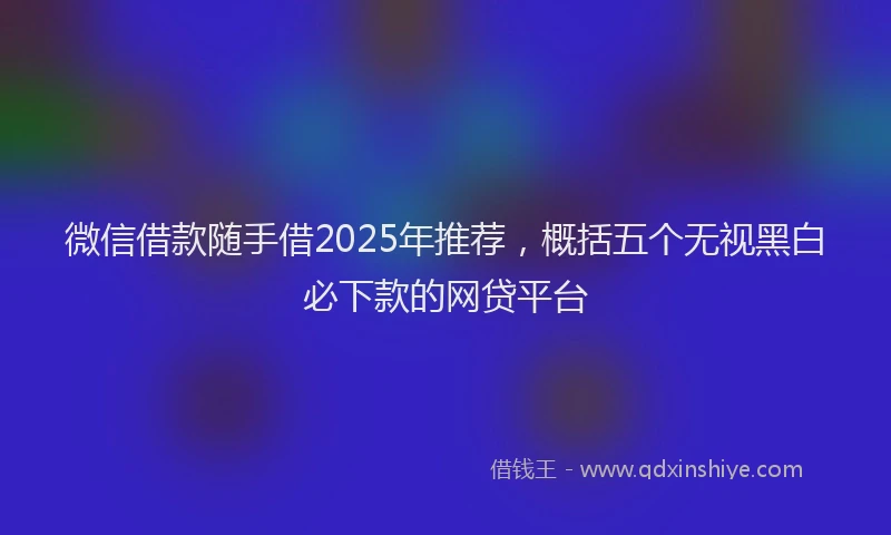 微信借款随手借2025年推荐，概括五个无视黑白必下款的网贷平台