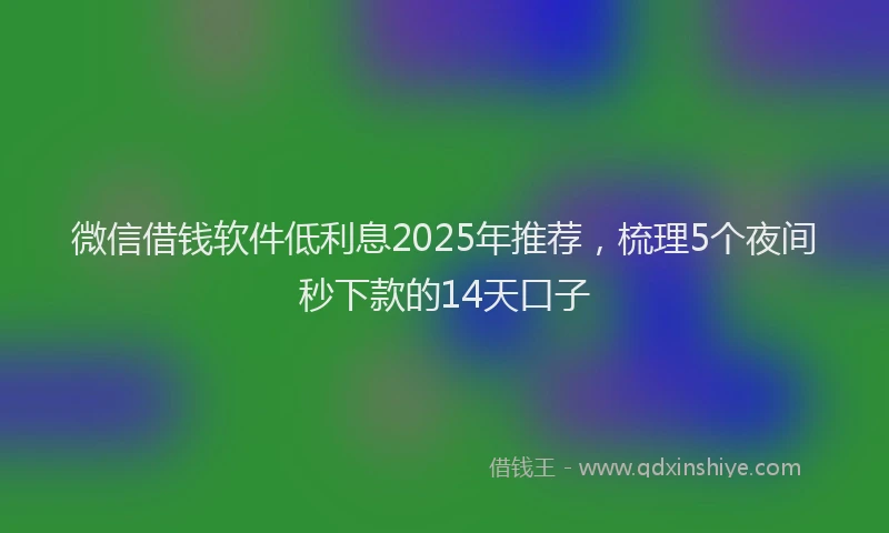 微信借钱软件低利息2025年推荐，梳理5个夜间秒下款的14天口子