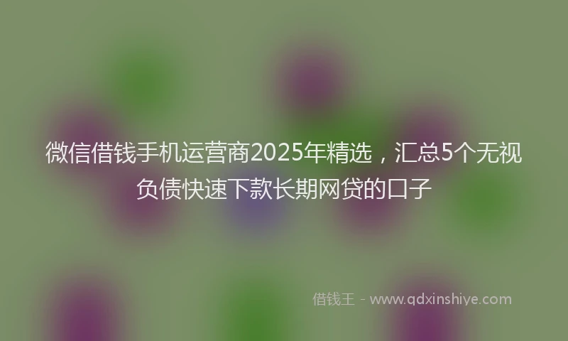 微信借钱手机运营商2025年精选，汇总5个无视负债快速下款长期网贷的口子
