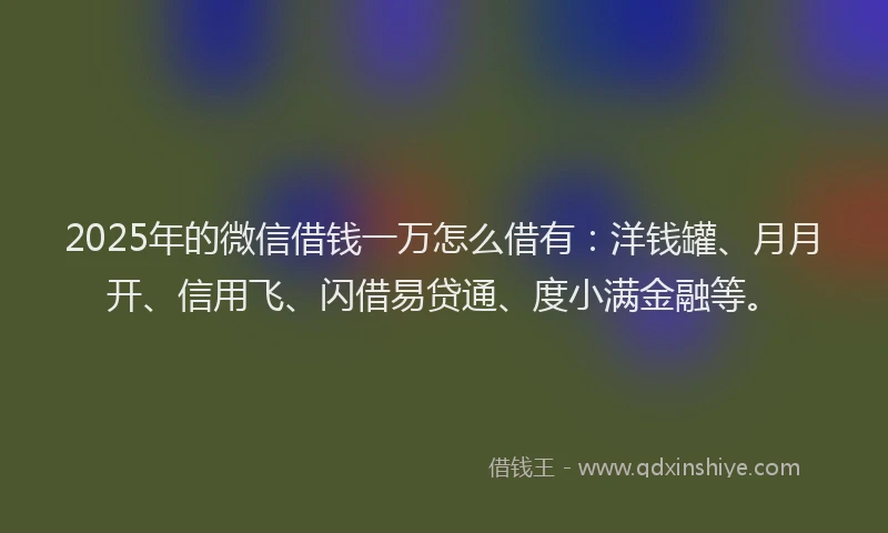 2025年的微信借钱一万怎么借有：洋钱罐、月月开、信用飞、闪借易贷通、度小满金融等。