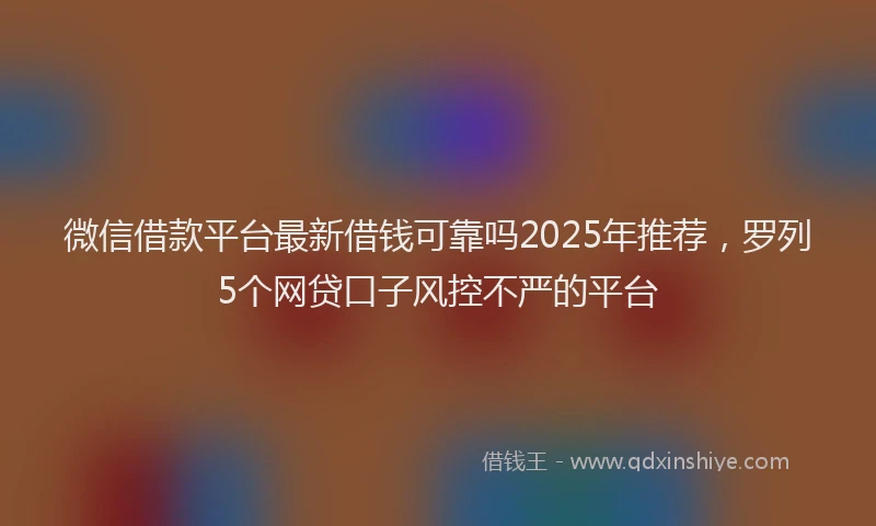 微信借款平台最新借钱可靠吗2025年推荐，罗列5个网贷口子风控不严的平台