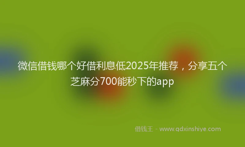 微信借钱哪个好借利息低2025年推荐，分享五个芝麻分700能秒下的app