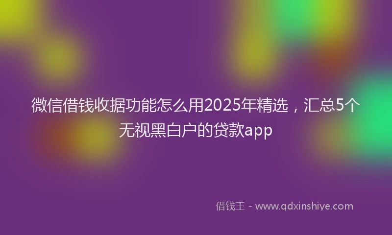 微信借钱收据功能怎么用2025年精选，汇总5个无视黑白户的贷款app