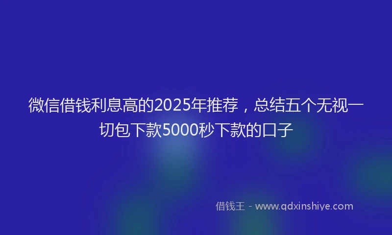 微信借钱利息高的2025年推荐，总结五个无视一切包下款5000秒下款的口子