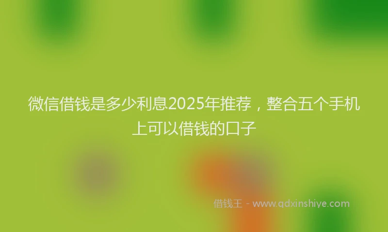 微信借钱是多少利息2025年推荐，整合五个手机上可以借钱的口子