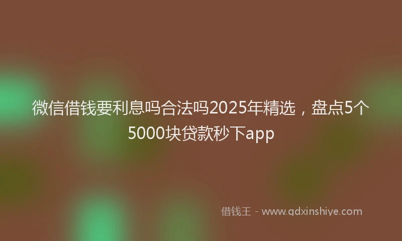 微信借钱要利息吗合法吗2025年精选，盘点5个5000块贷款秒下app