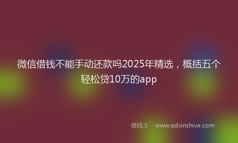 微信借钱不能手动还款吗2025年精选，概括五个轻松贷10万的app
