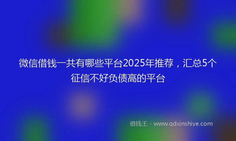 微信借钱一共有哪些平台2025年推荐，汇总5个征信不好负债高的平台