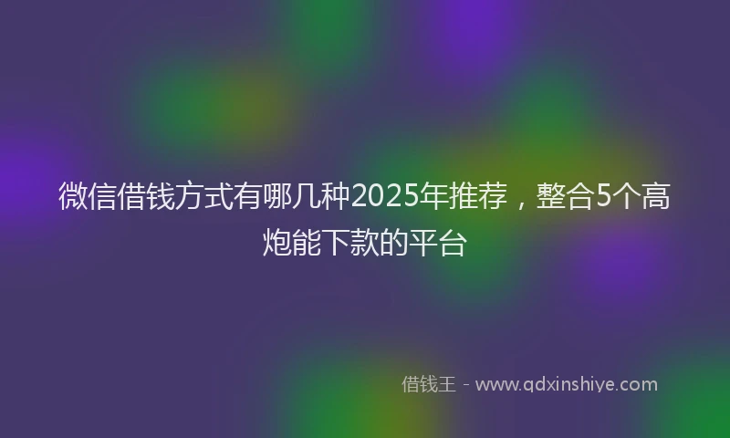 微信借钱方式有哪几种2025年推荐，整合5个高炮能下款的平台