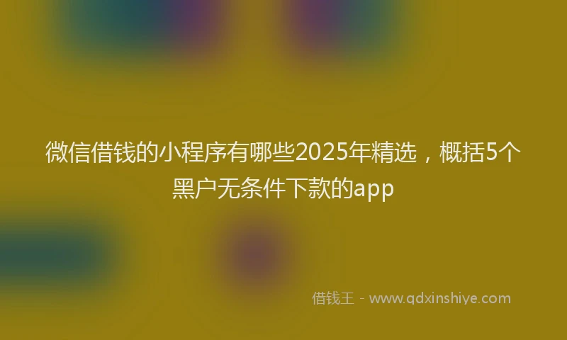 微信借钱的小程序有哪些2025年精选，概括5个黑户无条件下款的app
