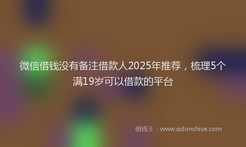 微信借钱没有备注借款人2025年推荐，梳理5个满19岁可以借款的平台