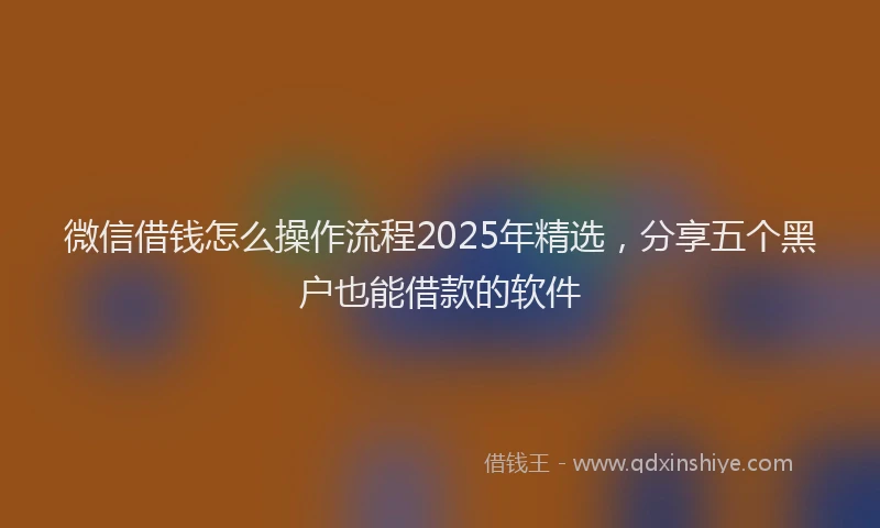 微信借钱怎么操作流程2025年精选，分享五个黑户也能借款的软件