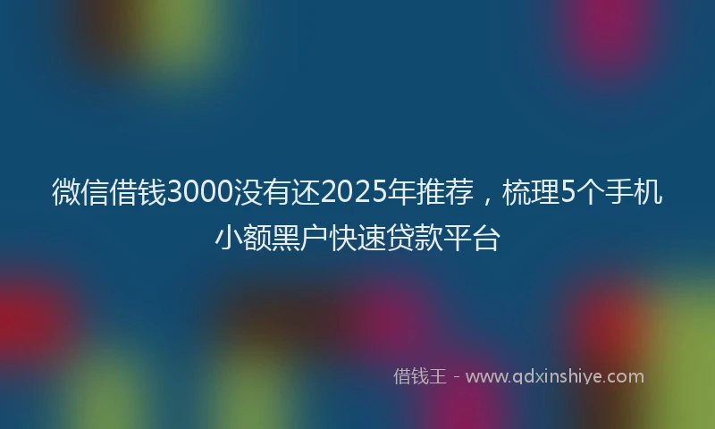 微信借钱3000没有还2025年推荐，梳理5个手机小额黑户快速贷款平台