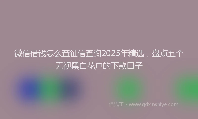 微信借钱怎么查征信查询2025年精选，盘点五个无视黑白花户的下款口子