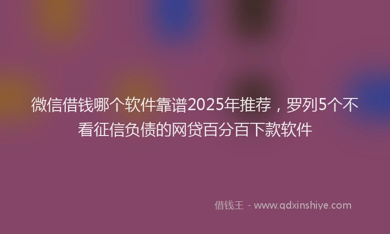 微信借钱哪个软件靠谱2025年推荐，罗列5个不看征信负债的网贷百分百下款软件