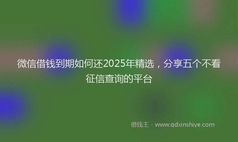 微信借钱到期如何还2025年精选，分享五个不看征信查询的平台