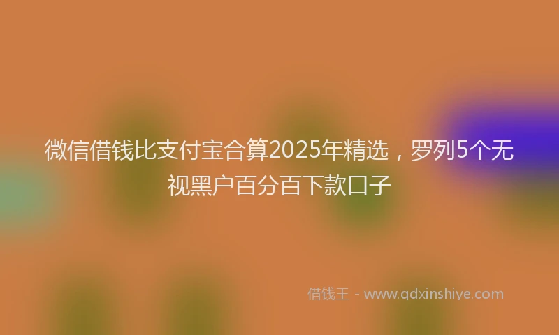 微信借钱比支付宝合算2025年精选，罗列5个无视黑户百分百下款口子