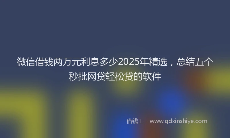 微信借钱两万元利息多少2025年精选，总结五个秒批网贷轻松贷的软件