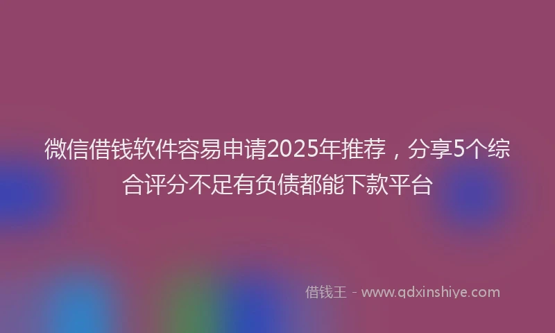 微信借钱软件容易申请2025年推荐，分享5个综合评分不足有负债都能下款平台